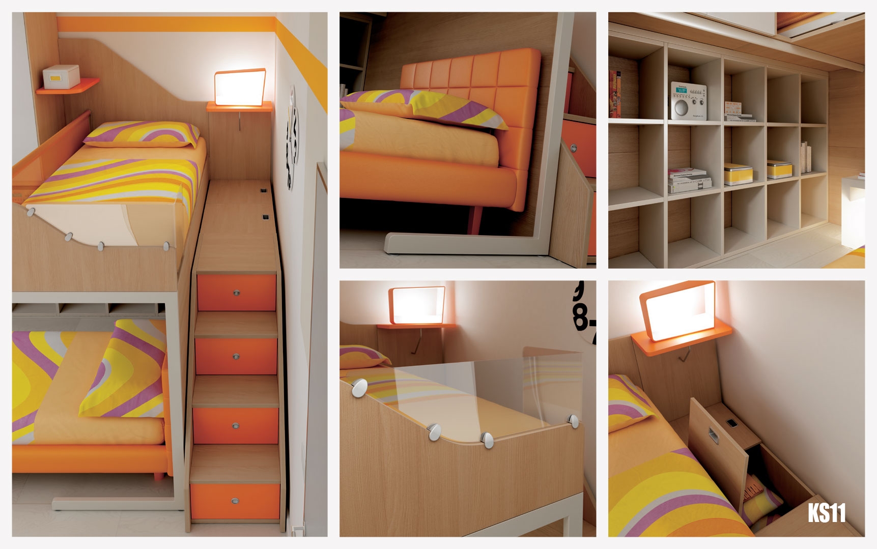 Chambre enfant lits superposés en mezzanine moretti compact so nuit