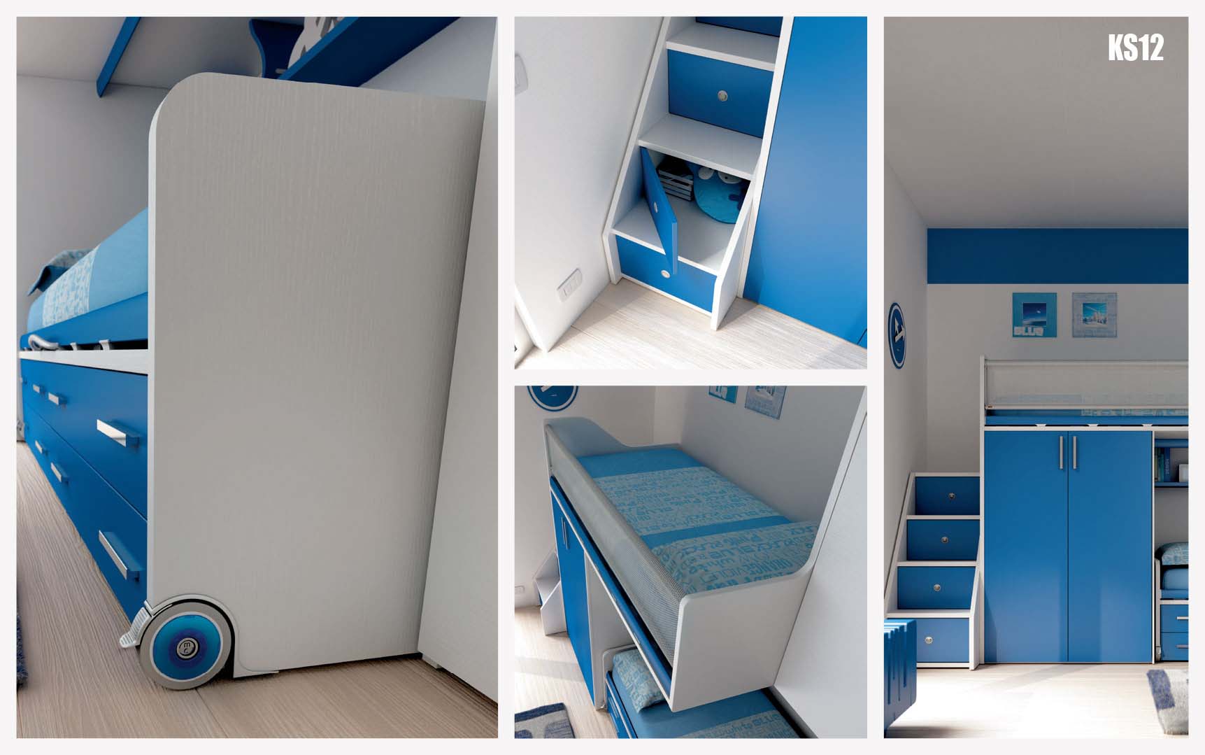 Chambre enfant complète avec lits superposés moretti compact so nuit