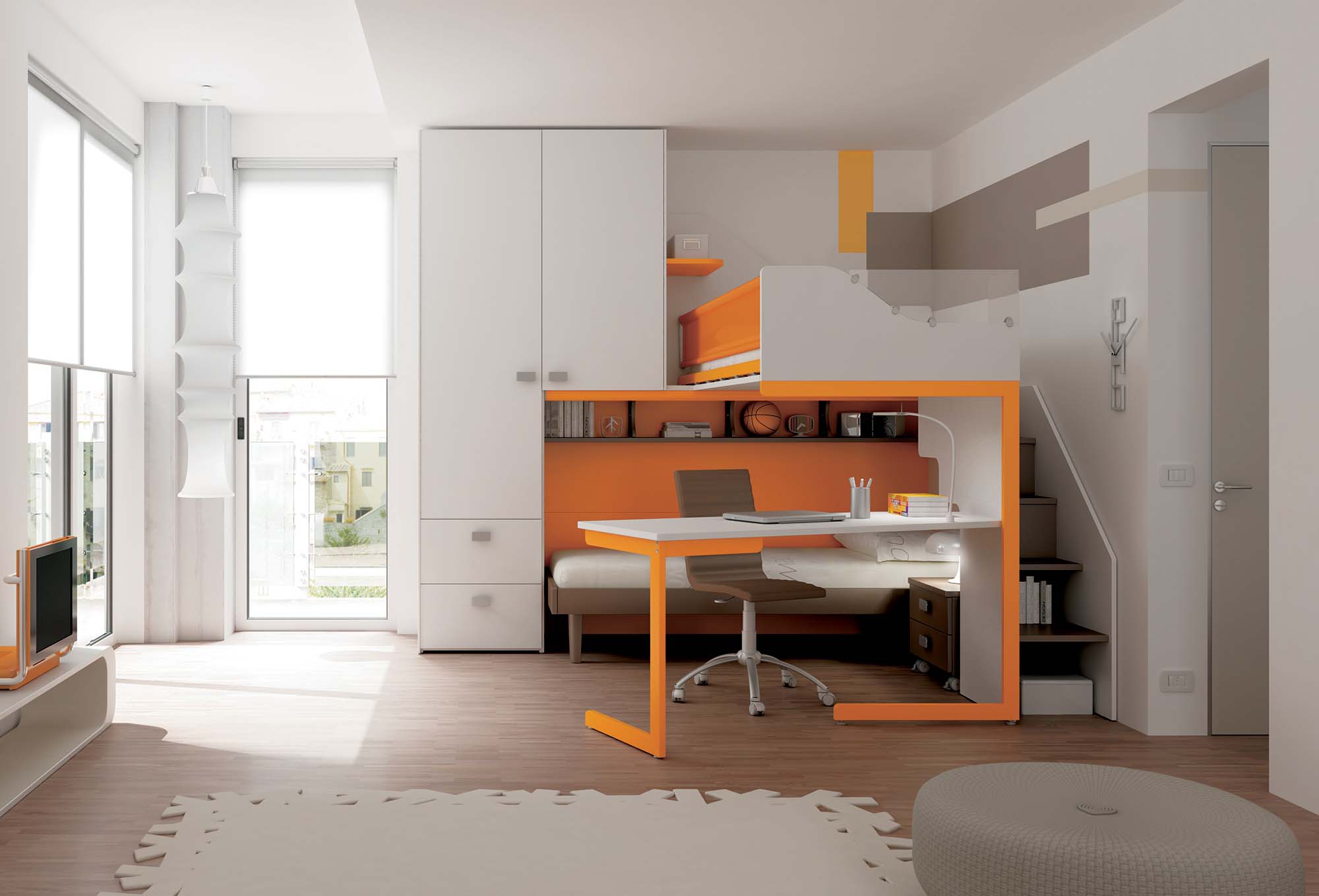 Chambre enfant complète toute équipée moretti compact so nuit