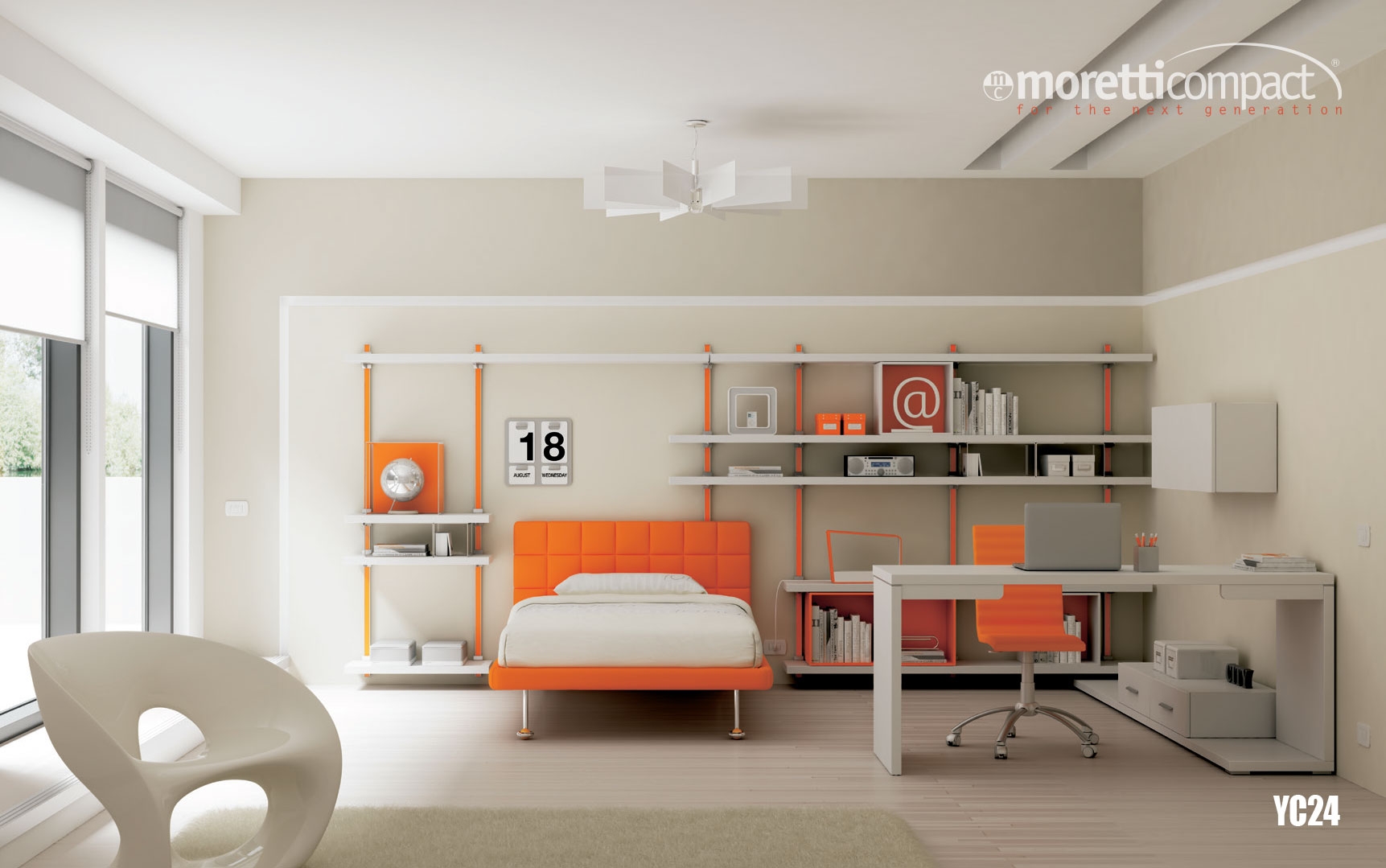 Chambre ado avec lit 1 personne moderne moretti compact so nuit