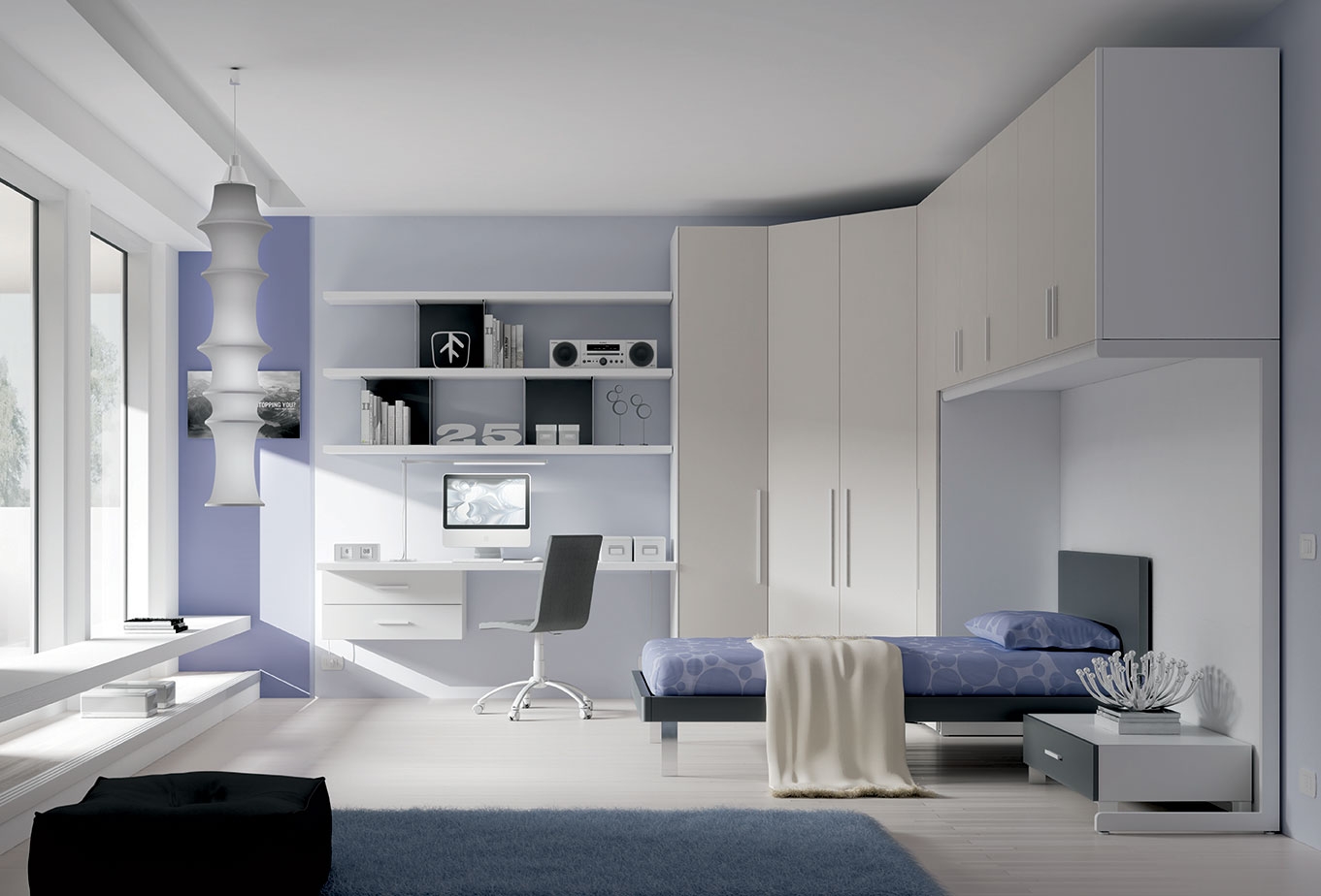Chambre ado zen avec un lit 1 personne moretti compact so nuit