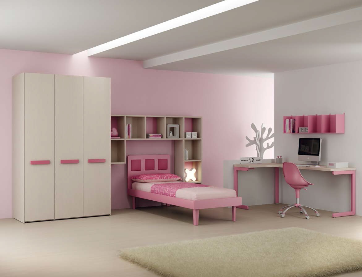 Chambre fille moderne avec lit 1 personne moretti compact so nuit