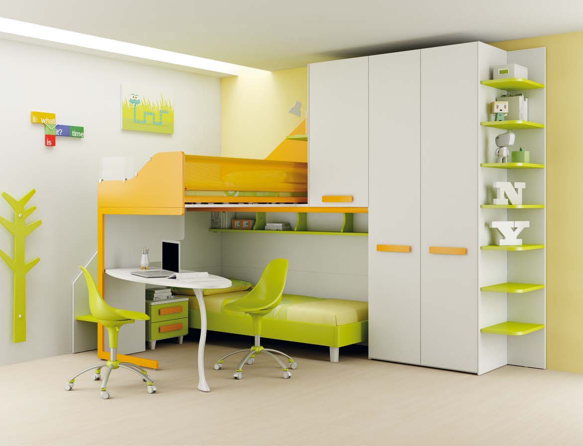 Chambre enfant avec lits superposés très fun moretti compact so nuit