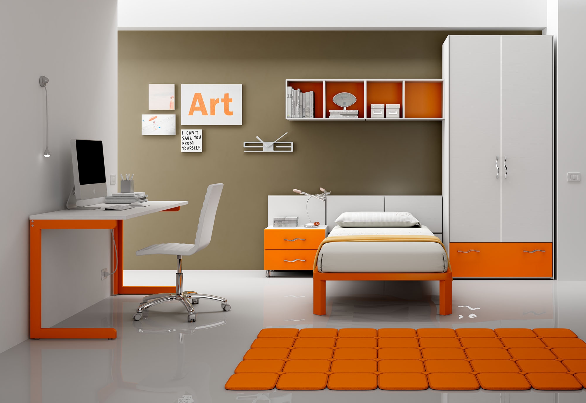 Chambre enfant fun avec lit 1 personne moretti compact so nuit