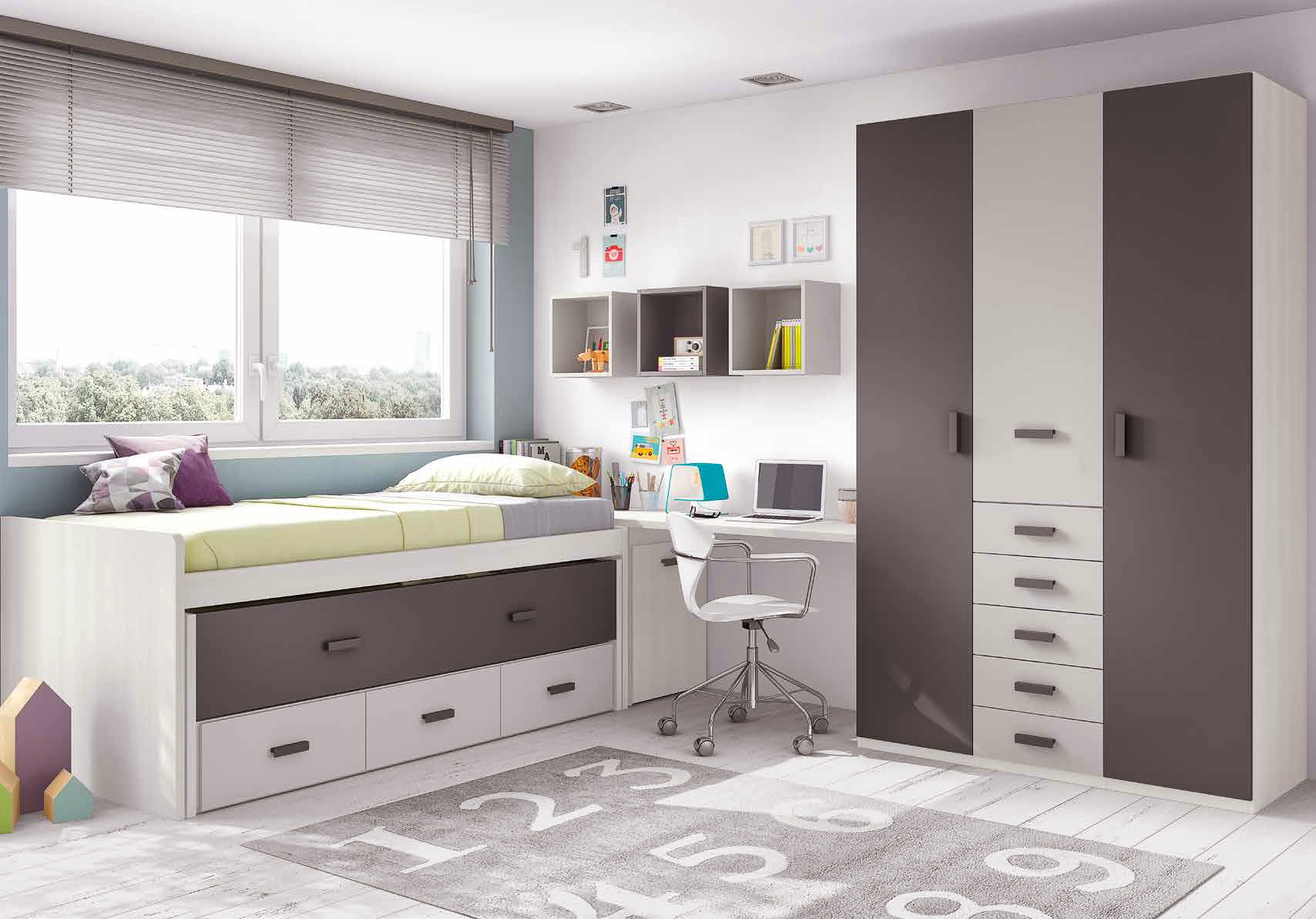 Chambre ado garcon moderne avec lit & gigogne glicerio so nuit