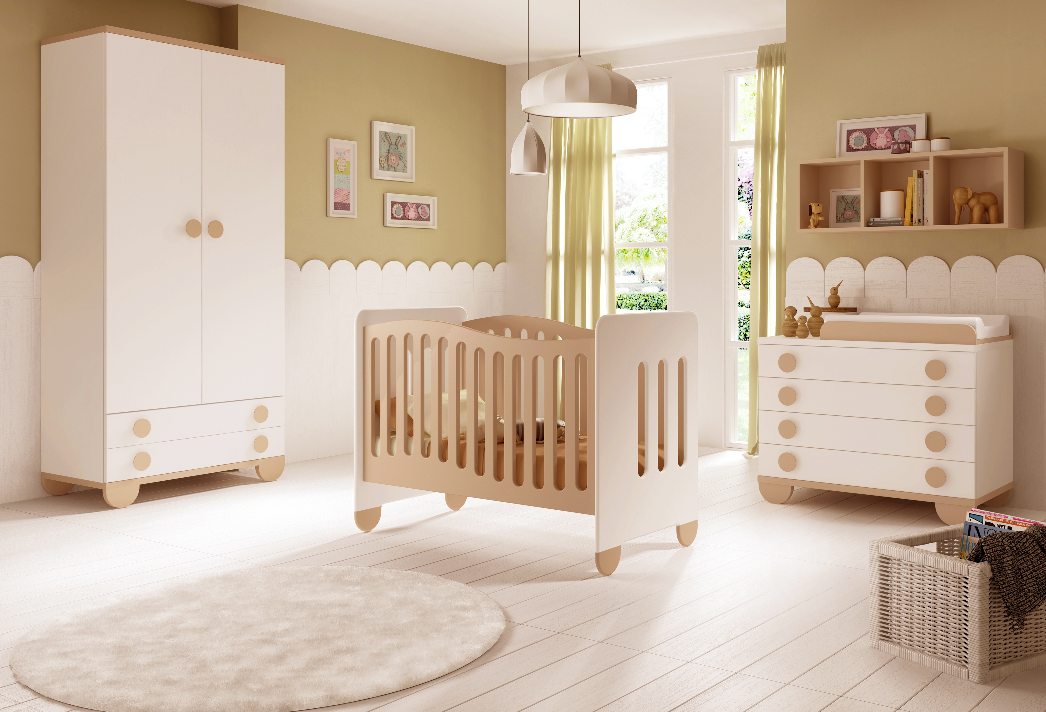Chambre de bébé mixte Gioco avec lit et armoire GLICERIO