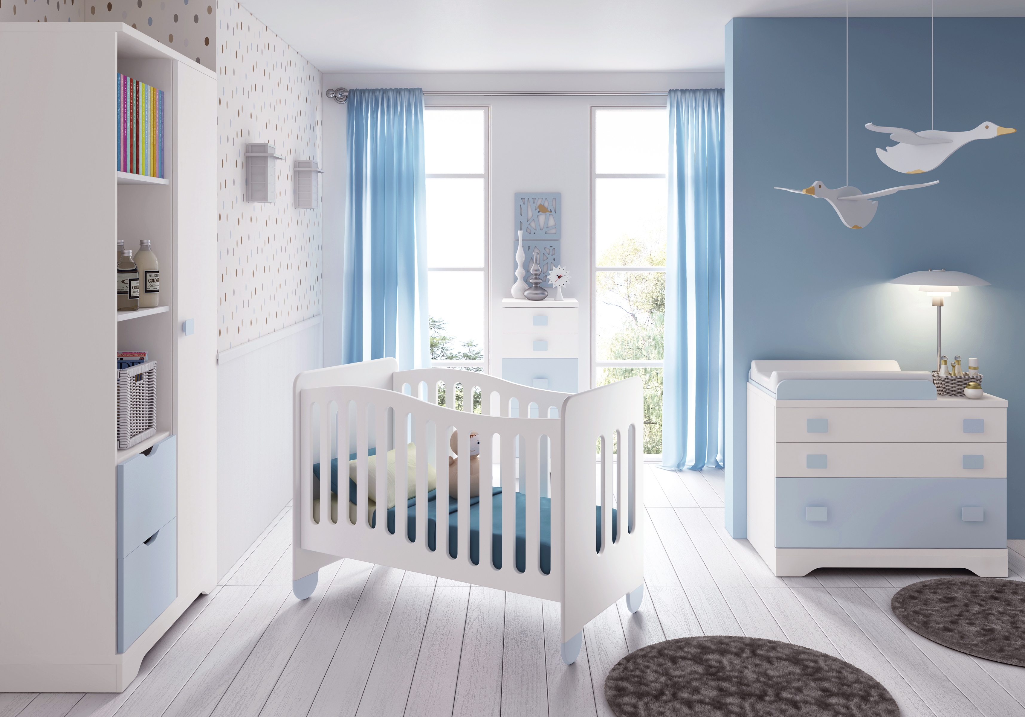 Chambre bébé garçon complète Gioco blanc et bleu
