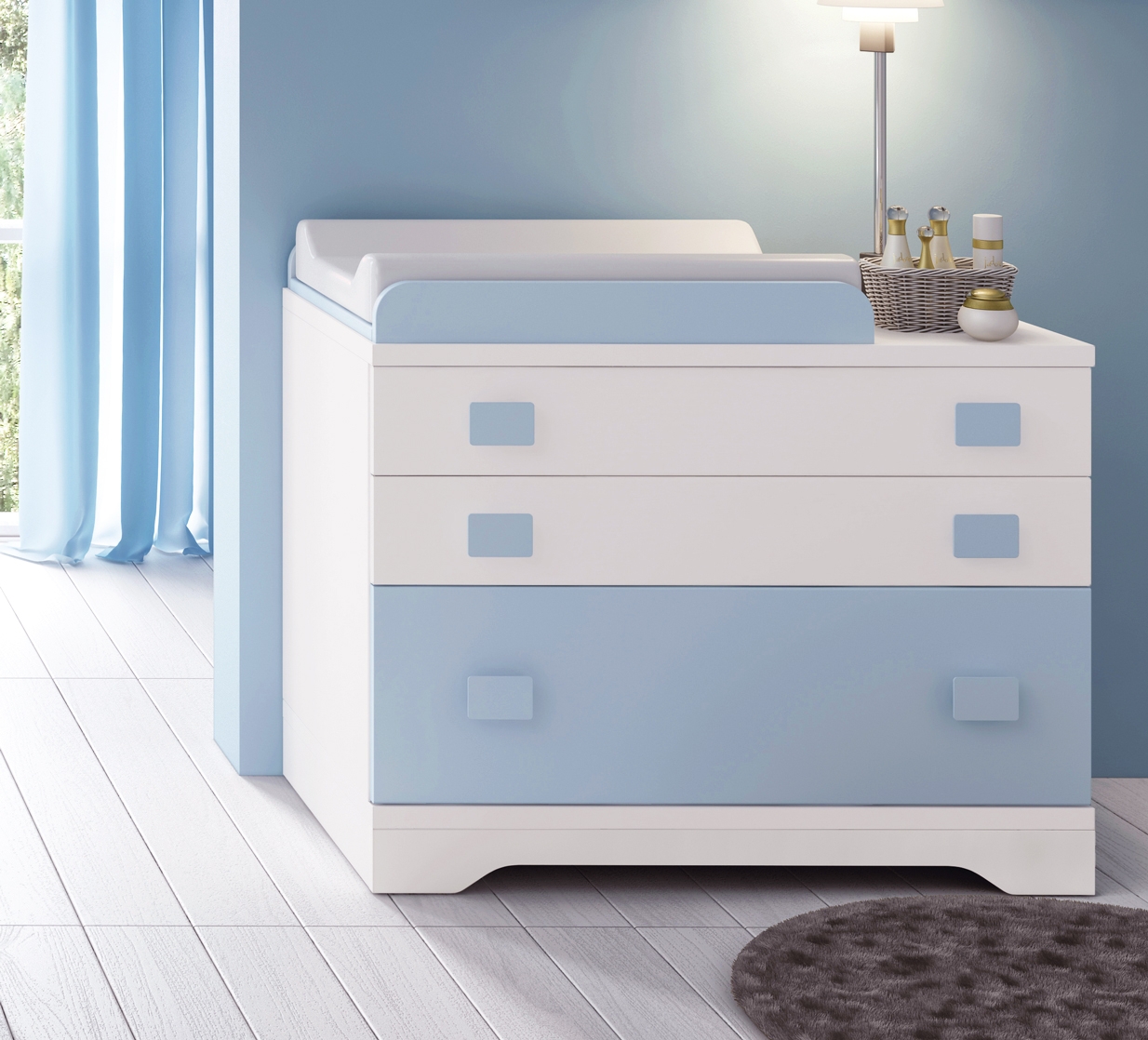 Chambre bébé garçon complète gioco blanc et bleu glicerio so nuit