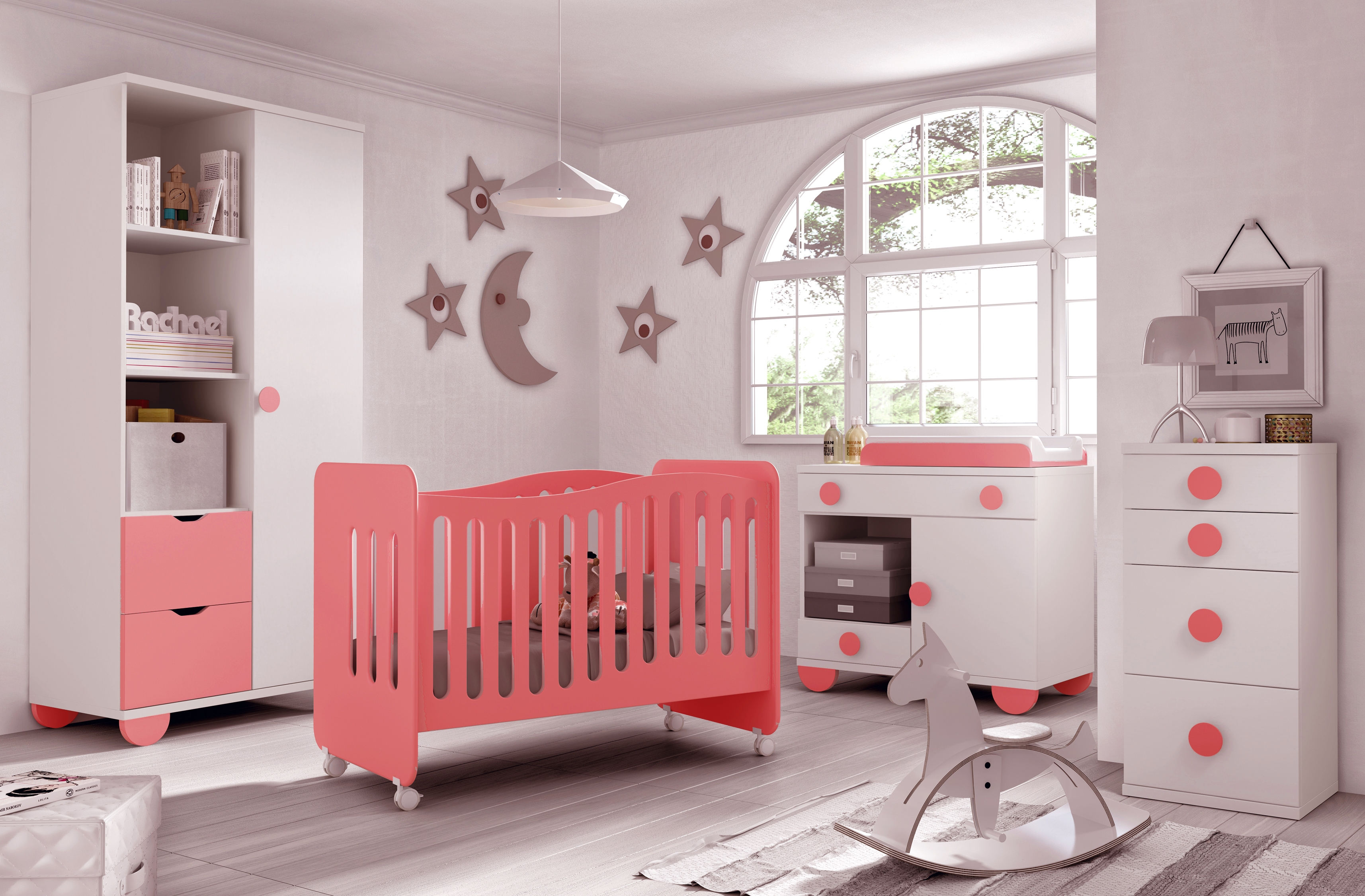 Chambre bébé fille gioco couleur blanc et rose glicerio so nuit