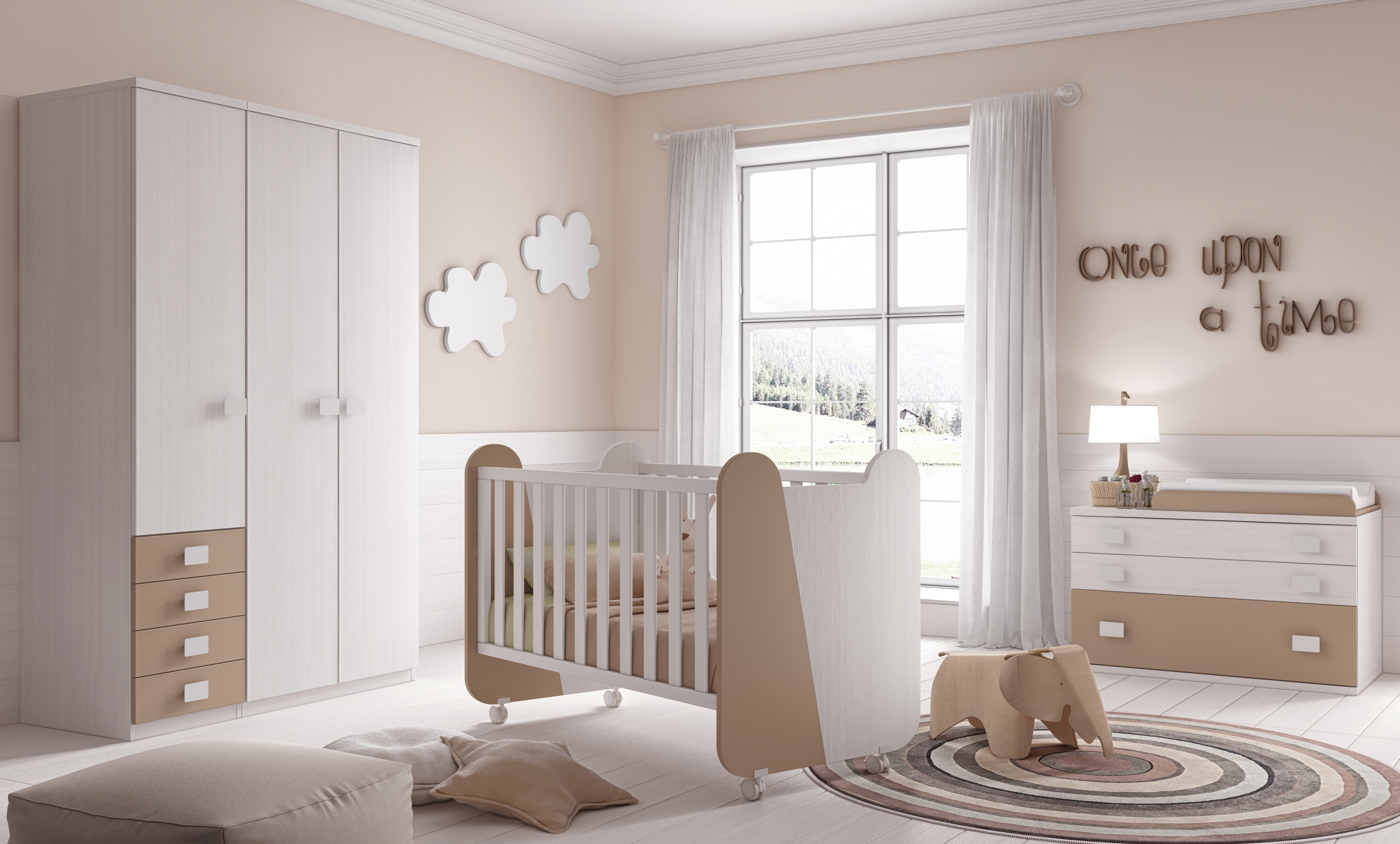 Chambre complète bébé miki avec lit, commode glicerio so nuit