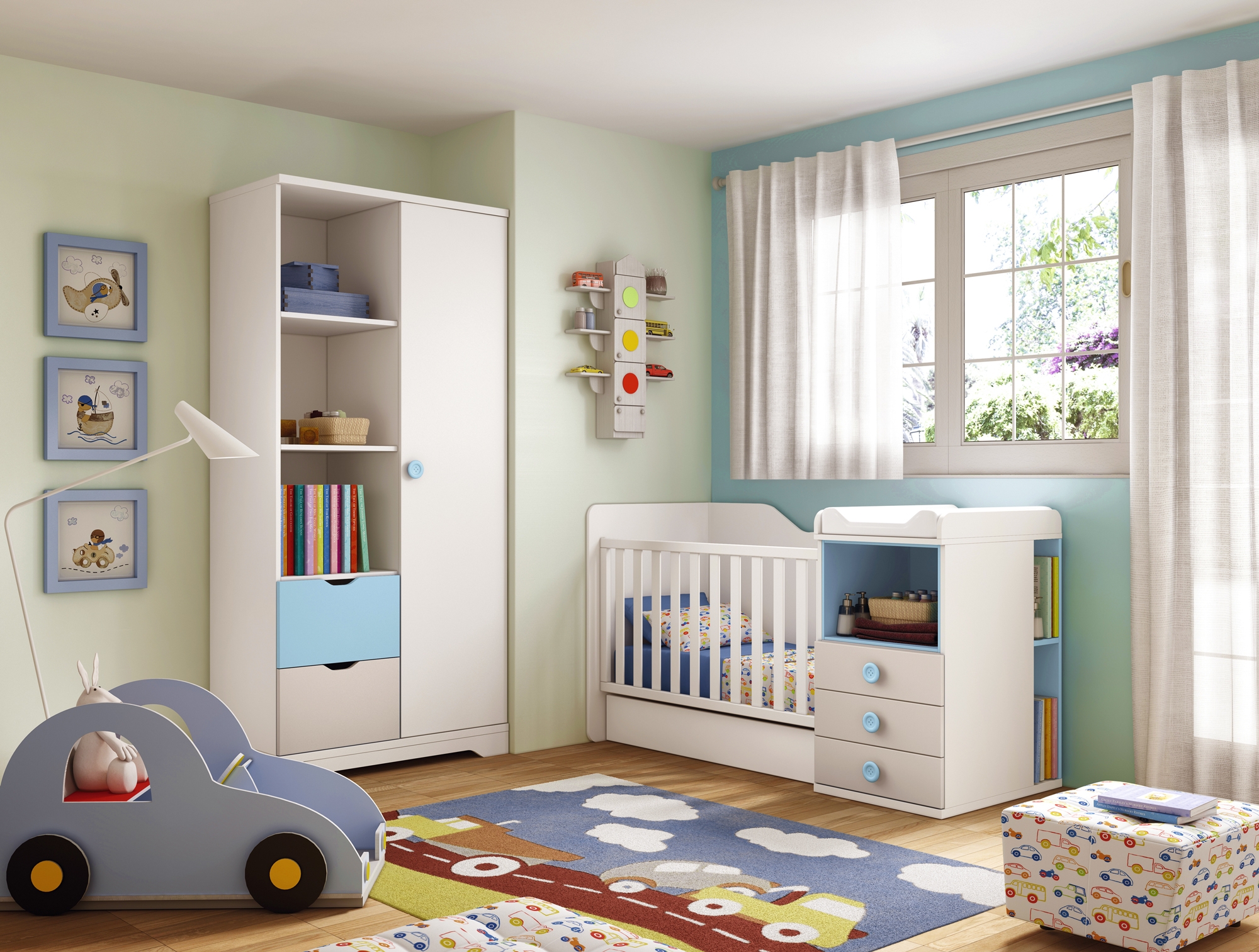 Chambre bébé garçon lit évolutif star bleu glicerio so nuit