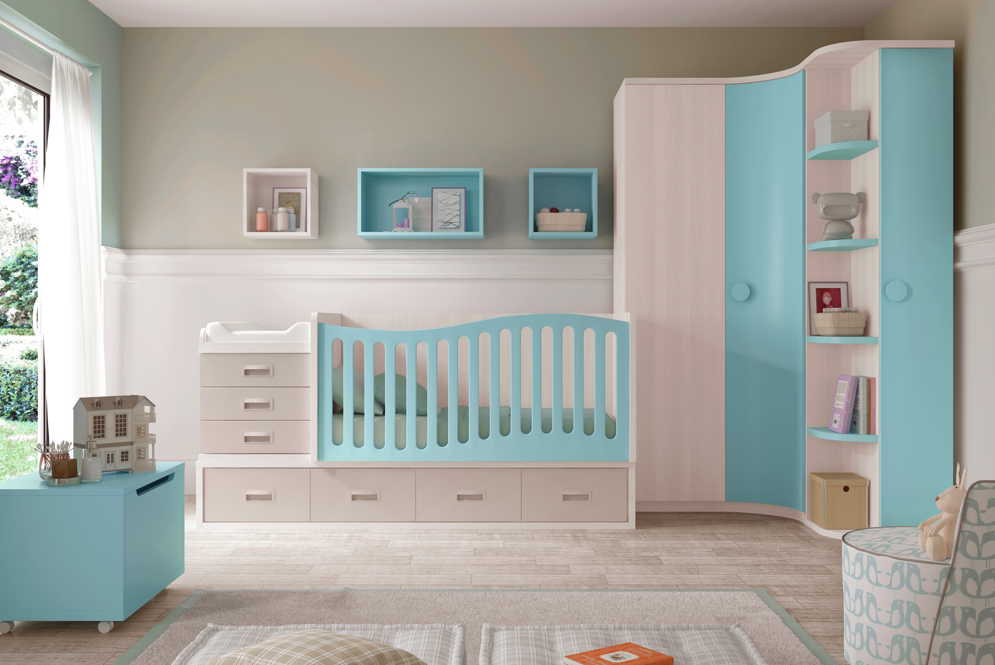 Lit pour bébé garçon bc30 avec grands 4 coffres glicerio so nuit