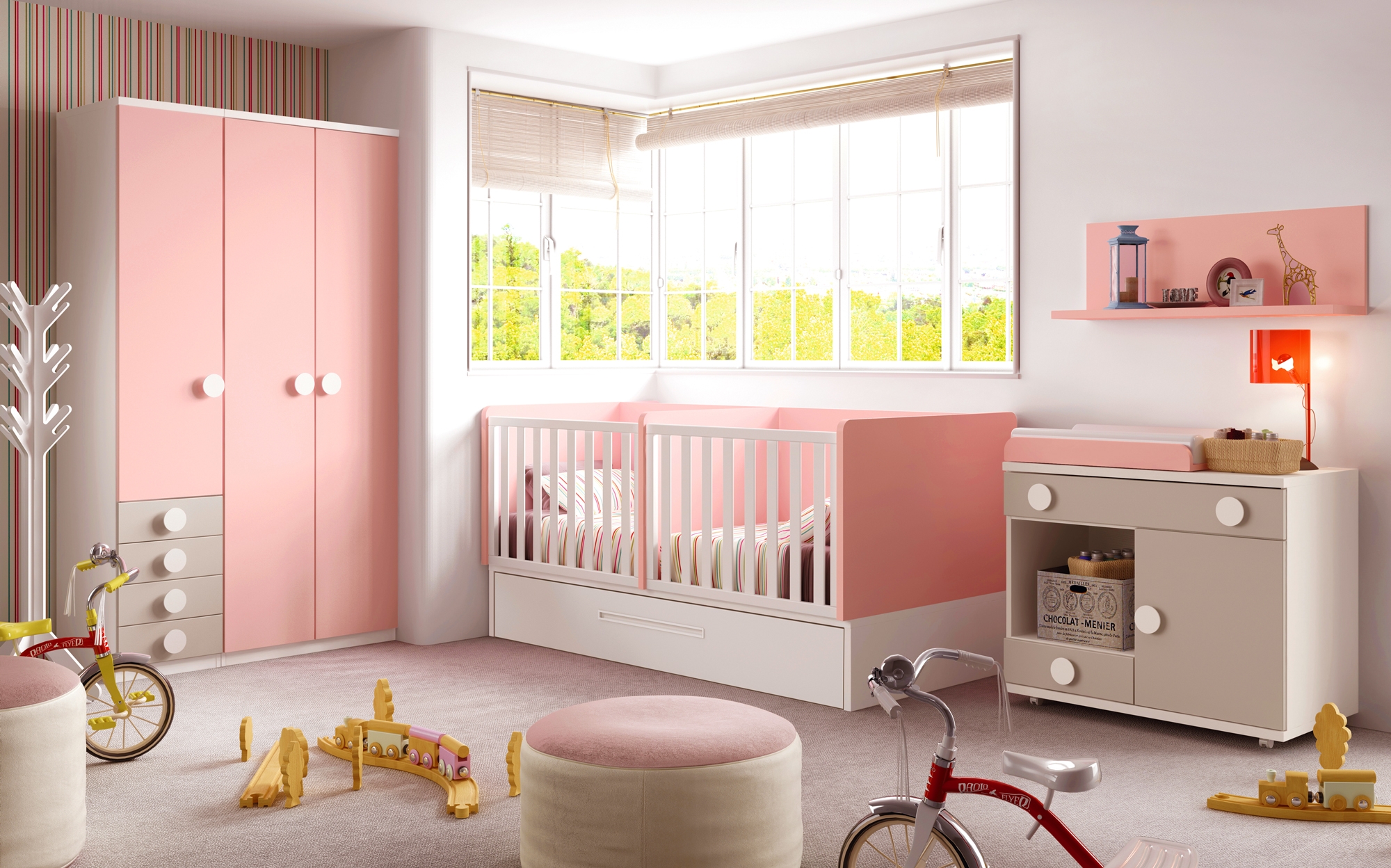 Chambre bébé fille avec un lit jumeaux évolutif glicerio so nuit