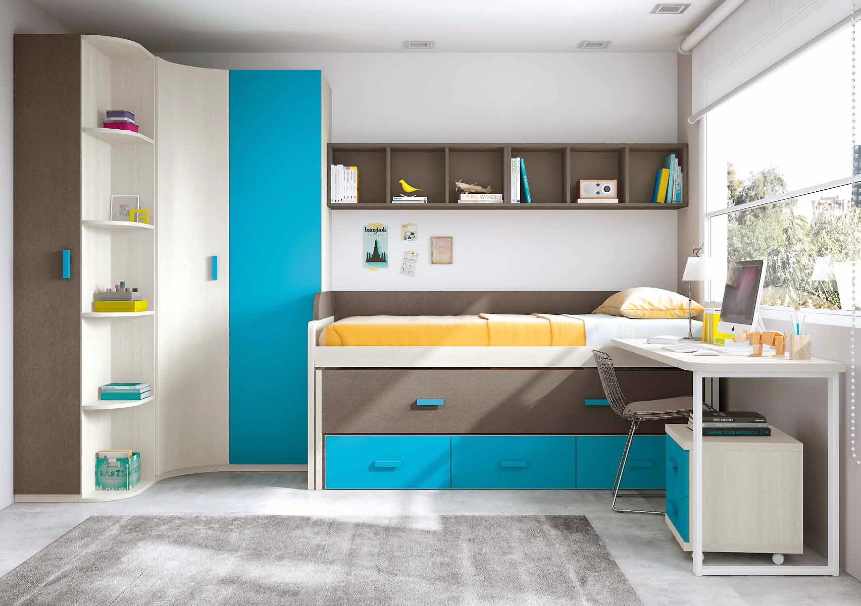 Chambre garçon avec lit gigogne et bureau design glicerio so nuit