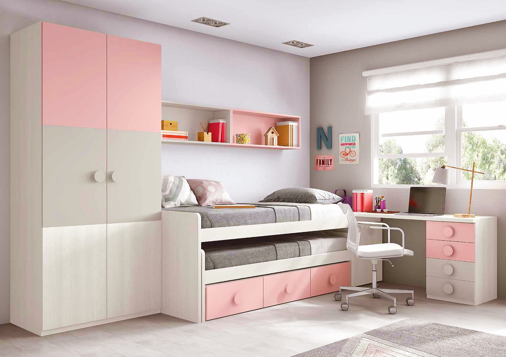 Chambre ado fille astucieuse avec son lit gigogne glicerio so nuit