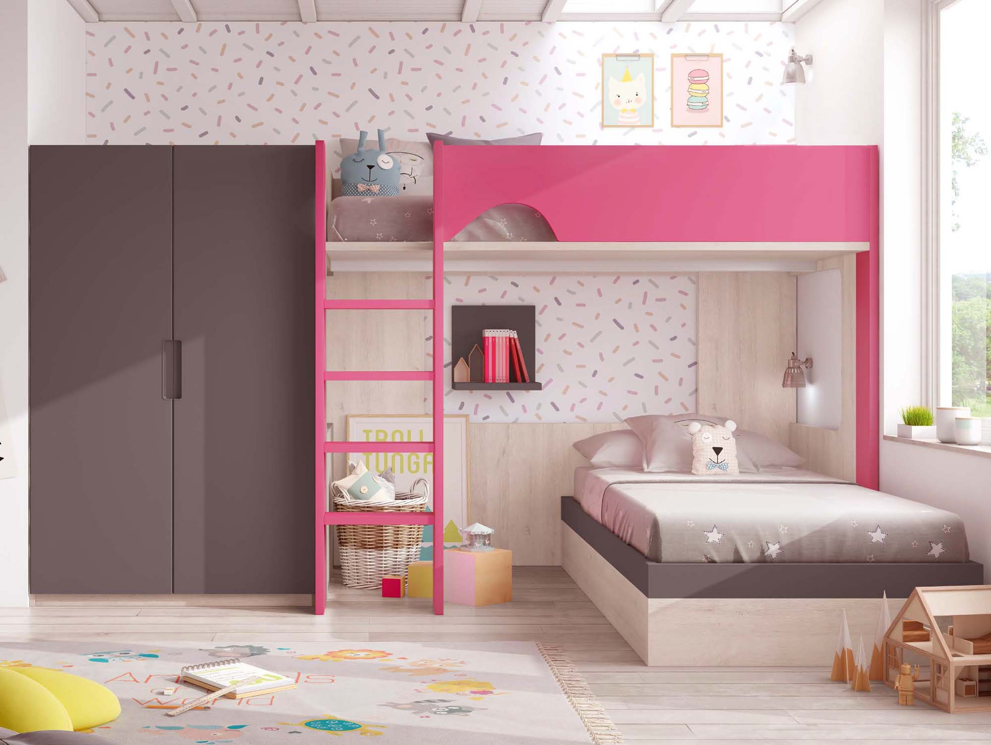 Lit superposé fille pour chambre personnalisable glicerio so nuit