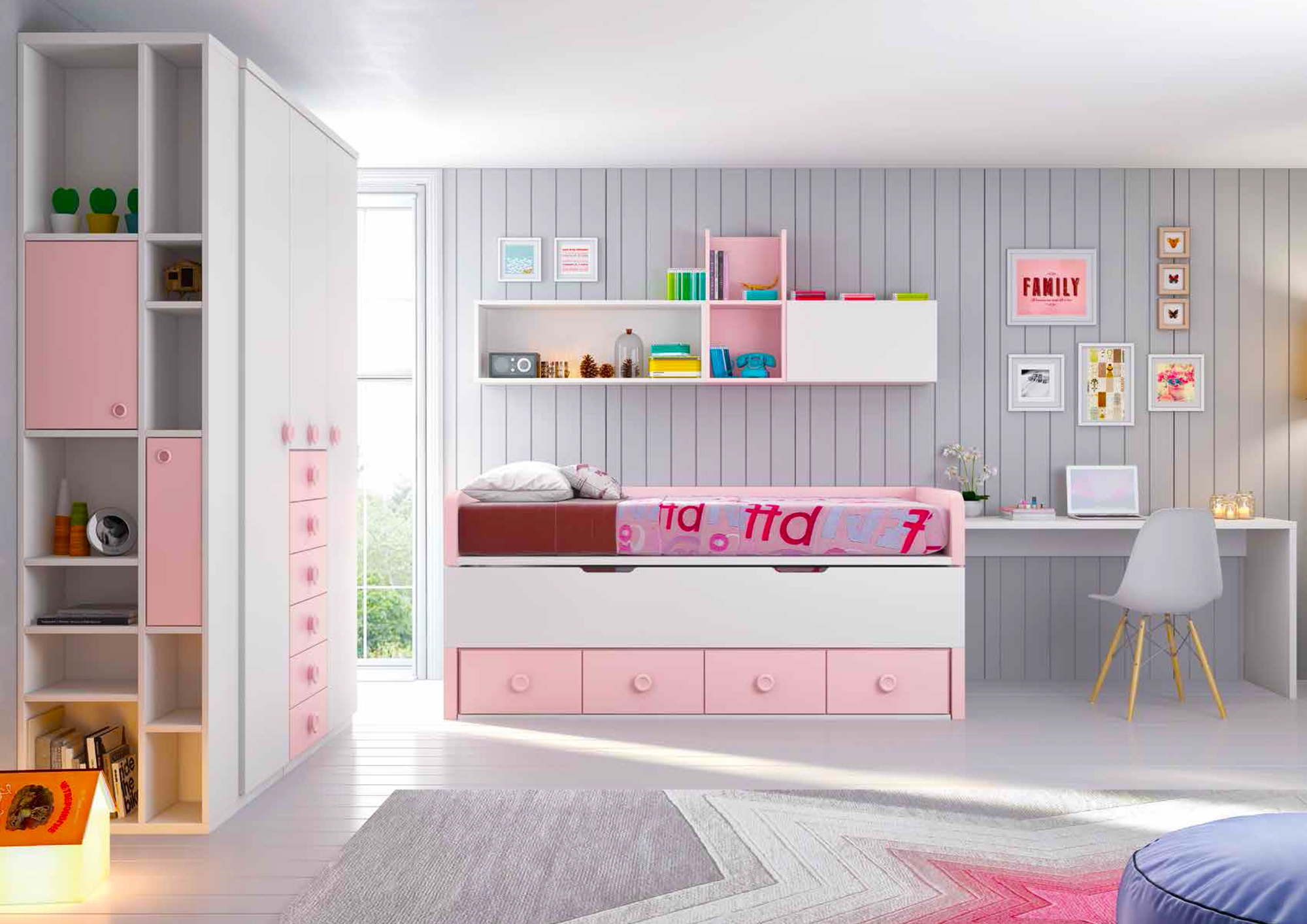 Chambre fille rose complète à personnaliser girly glicerio so nuit