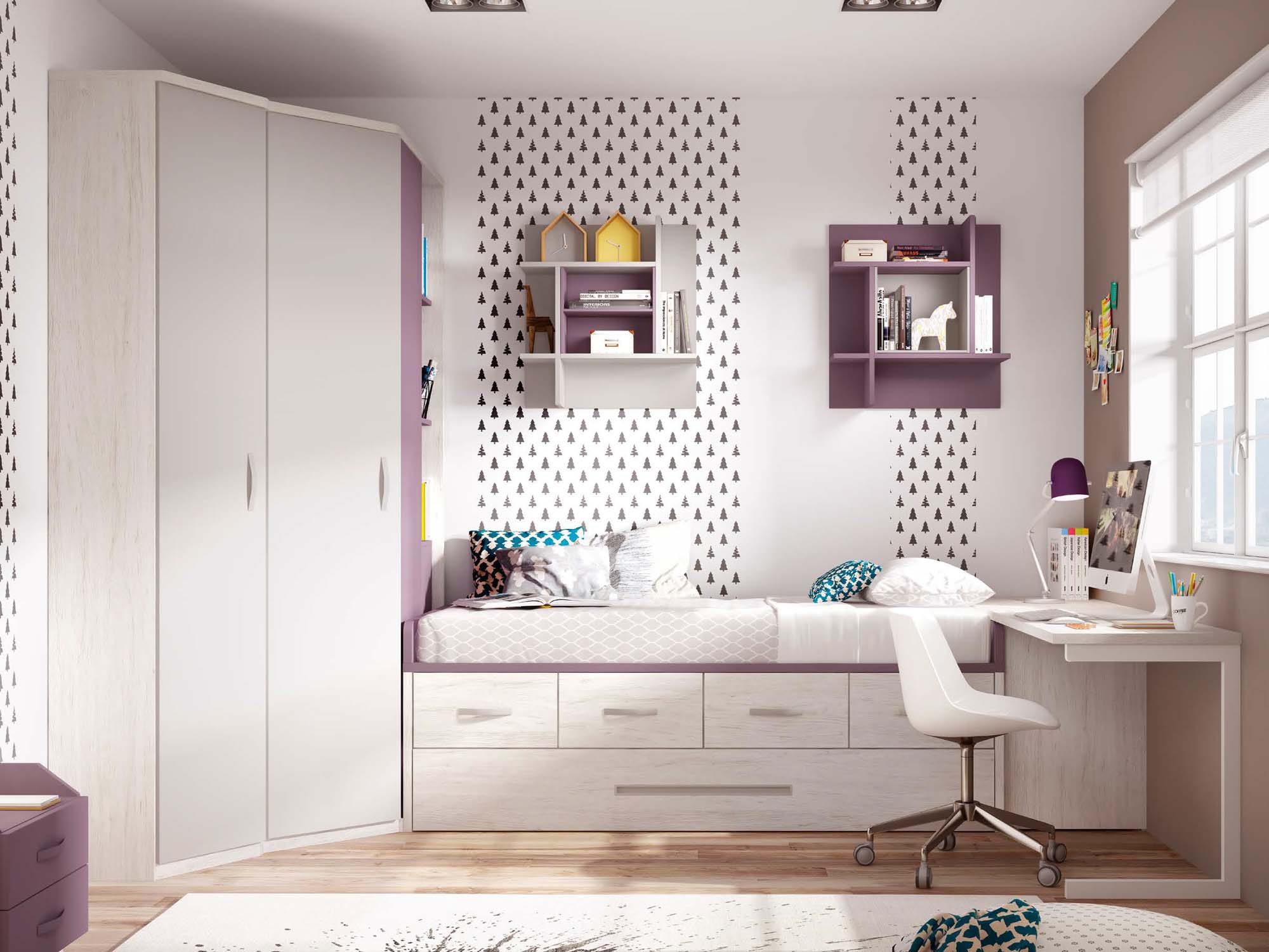 Chambre enfant fille avec lit gigogne glicerio so nuit