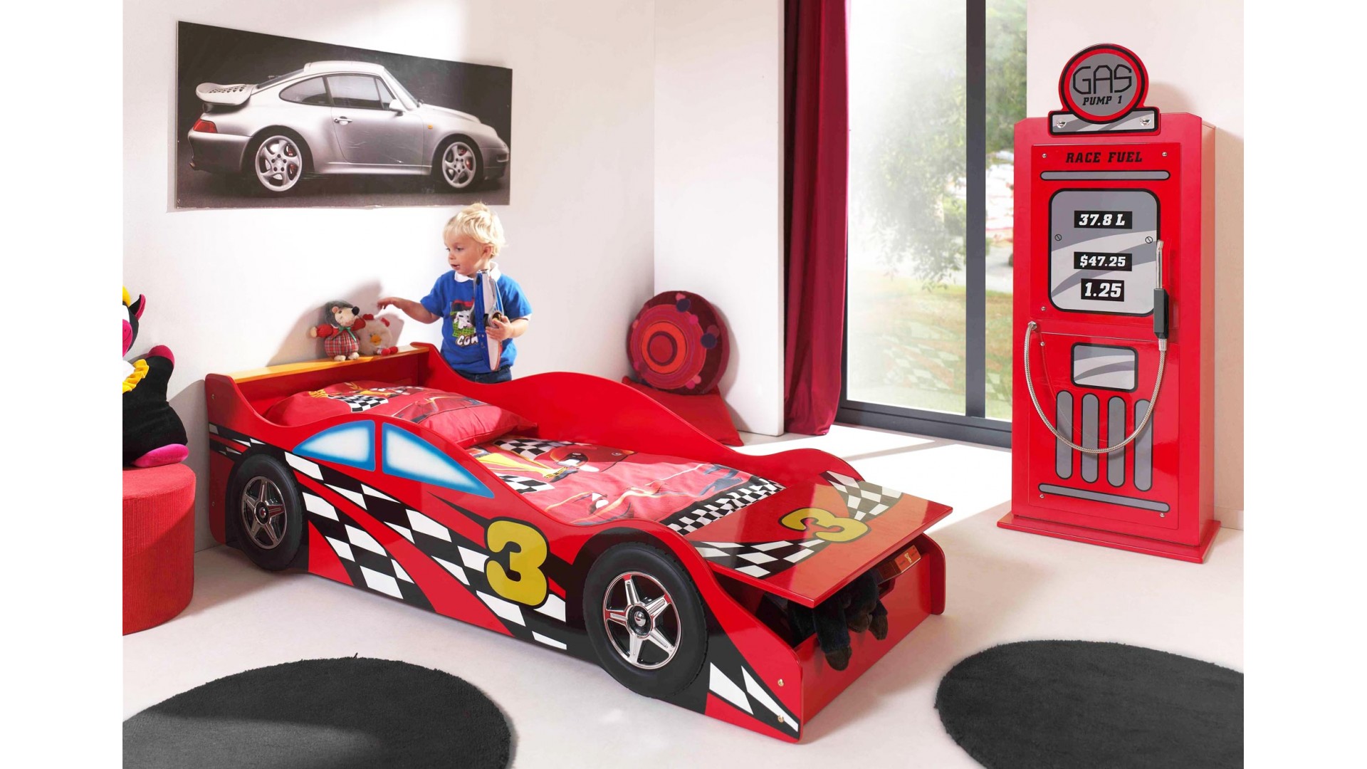 Lit enfant voiture SLEEPING CAR 90x200 cm rouge sans led