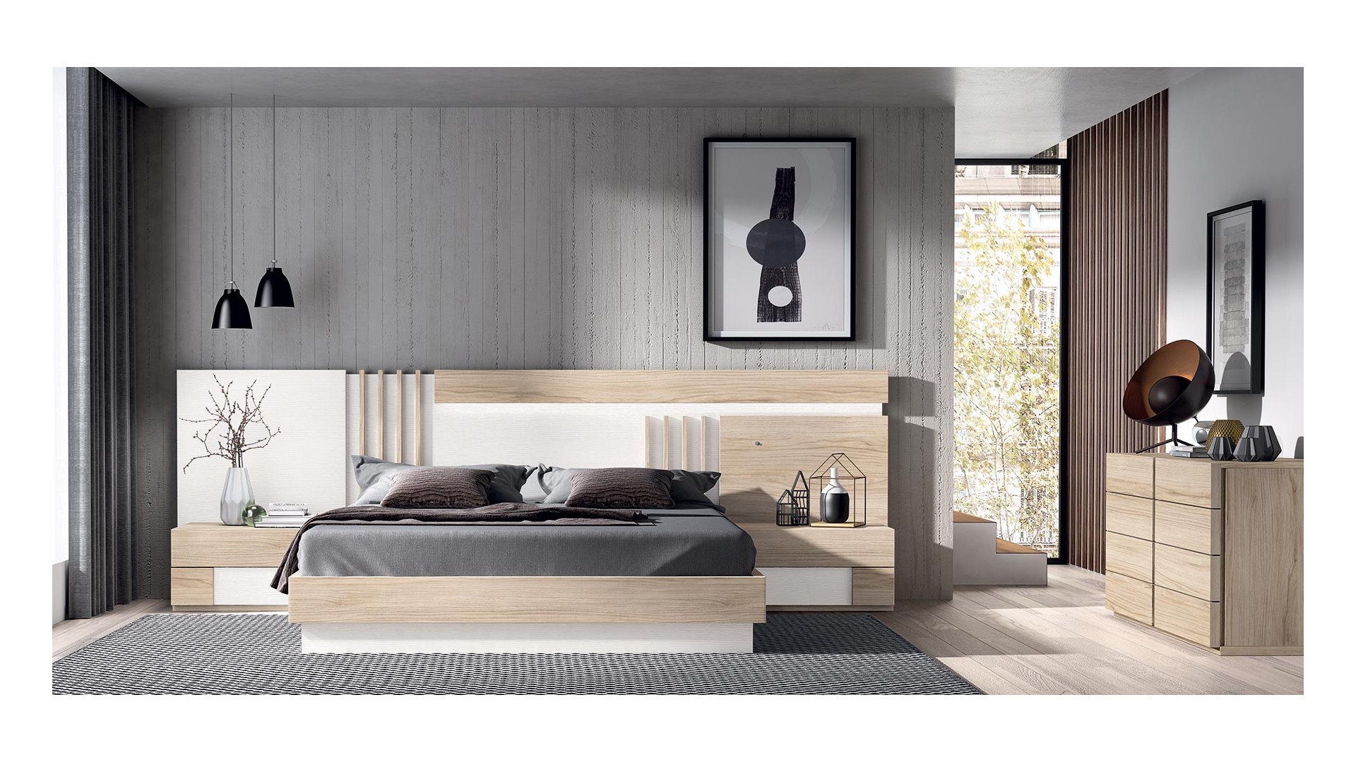 Chambre adulte moderne avec commode double - GLICERIO - SO NUIT