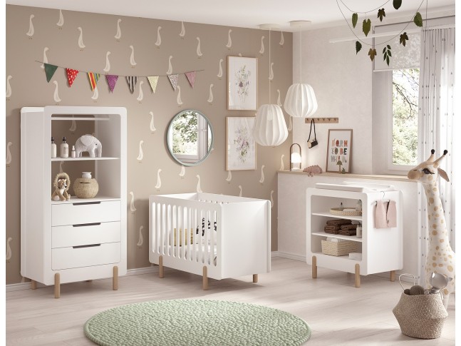 Chambre de bébé TOMY 60x120 cm blanc avec pieds bois - SONUIT