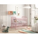 Lit bébé MANHATTAN 60x120 cm métal laqué rose mat - SONUIT