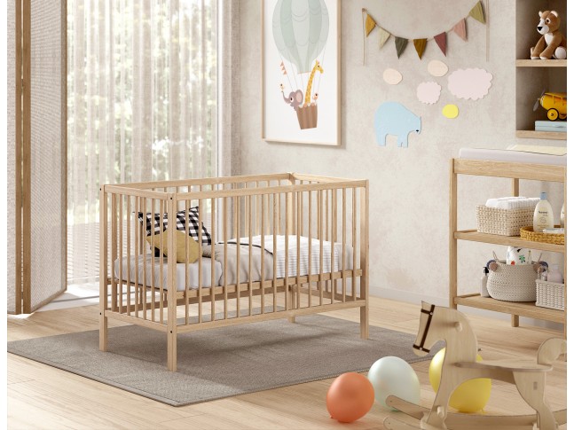 Lit bébé LIVIO 60x120 cm hêtre naturel vernis mat - SONUIT