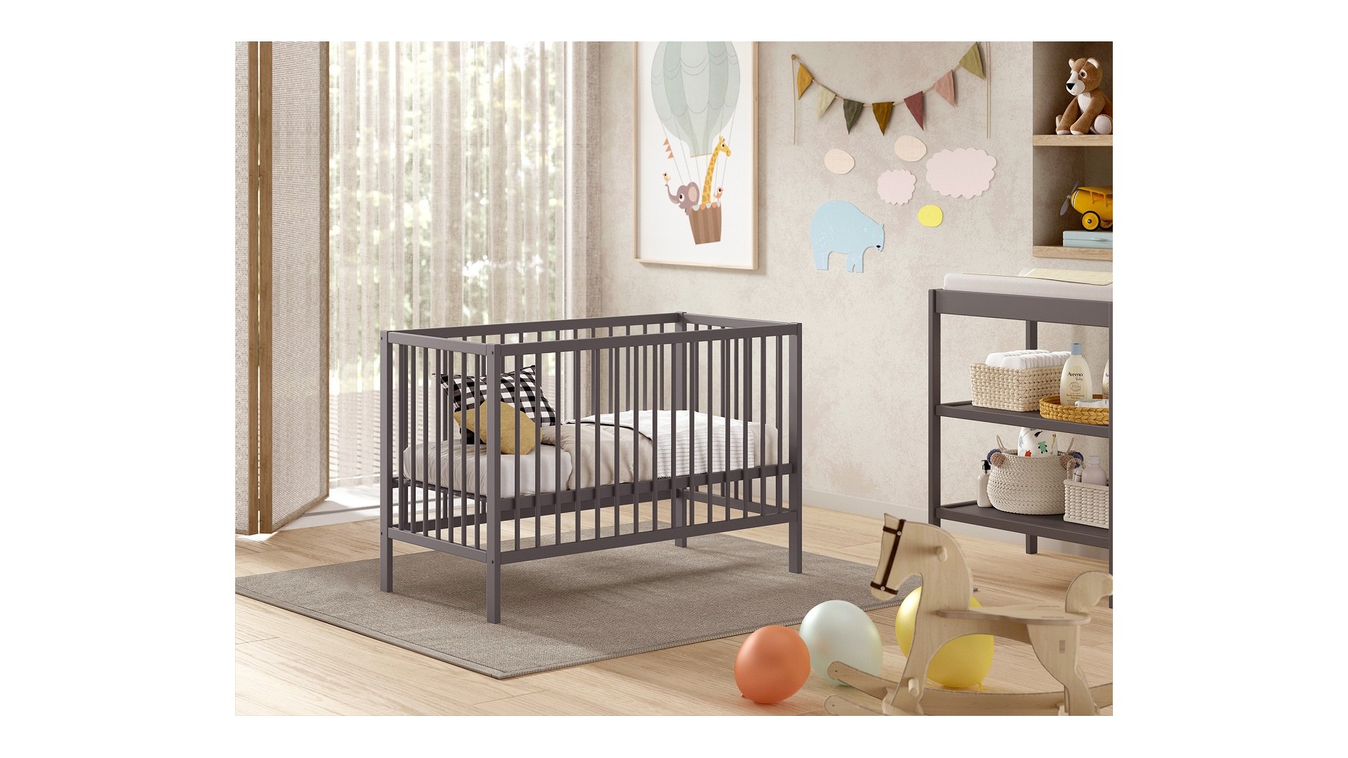 Lit bébé LIVIO 60x120 cm anthracite - SONUIT