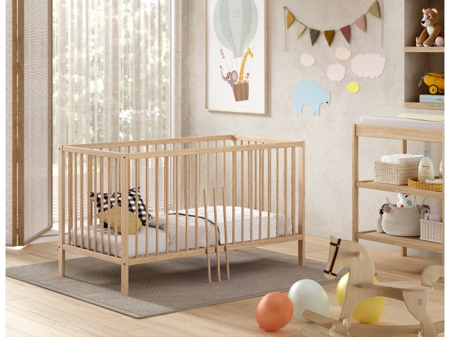 Lit bébé évolutif LIVIO 70x140 cm hêtre naturel vernis mat - SONUIT