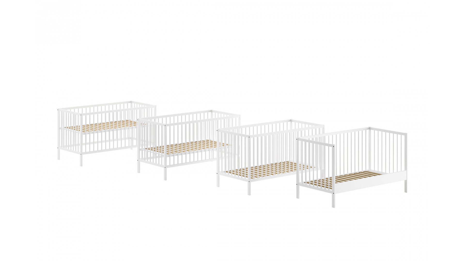 Lit bébé évolutif LIVIO 70x140 cm hêtre naturel laqué blanc - SONUIT