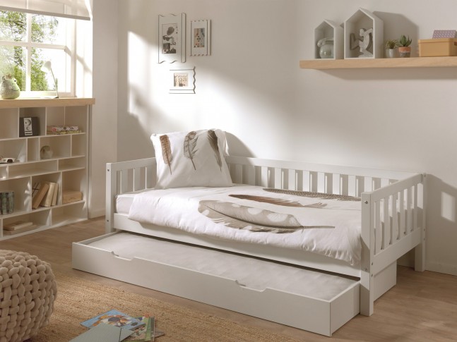 Lit banquette enfant blanc COSY coloris blanc - SONUIT