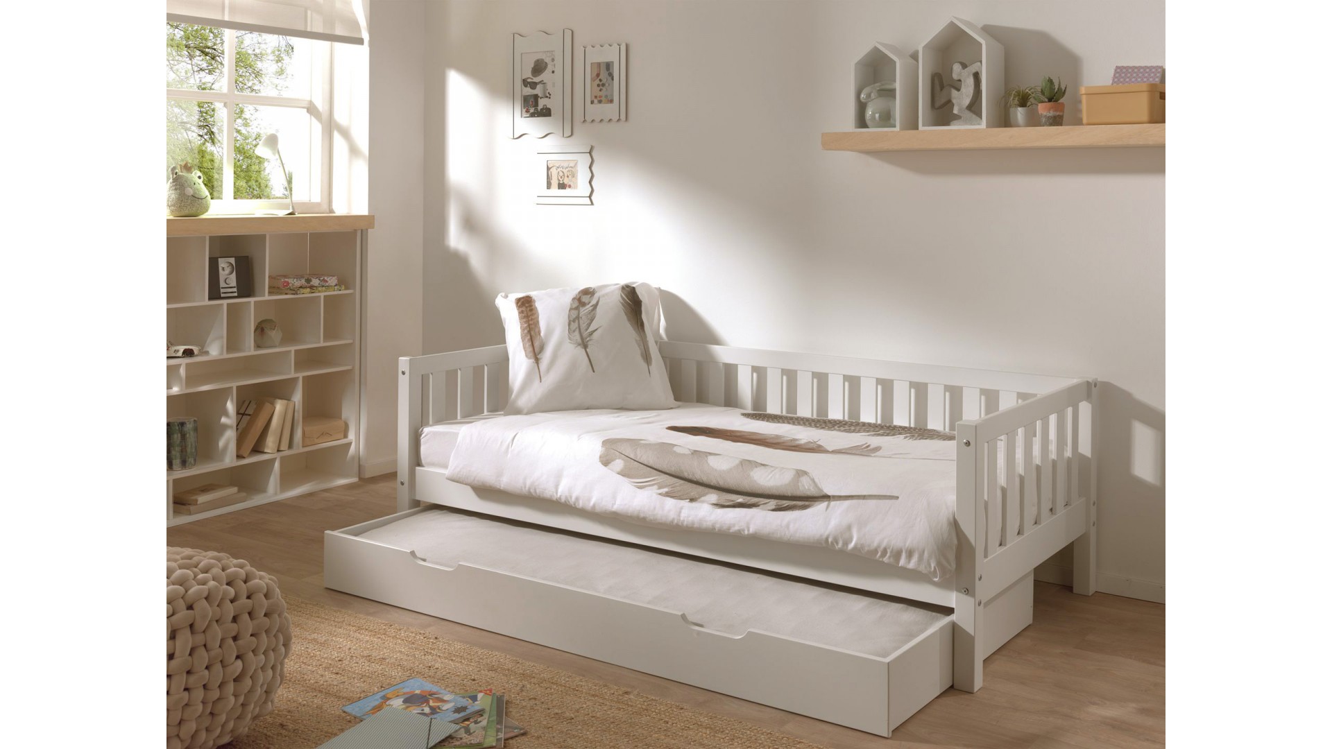 Lit banquette enfant blanc COSY coloris blanc - SONUIT