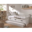 Lit banquette enfant surélevé blanc COSY avec tiroirs 90x200 cm - SONUIT