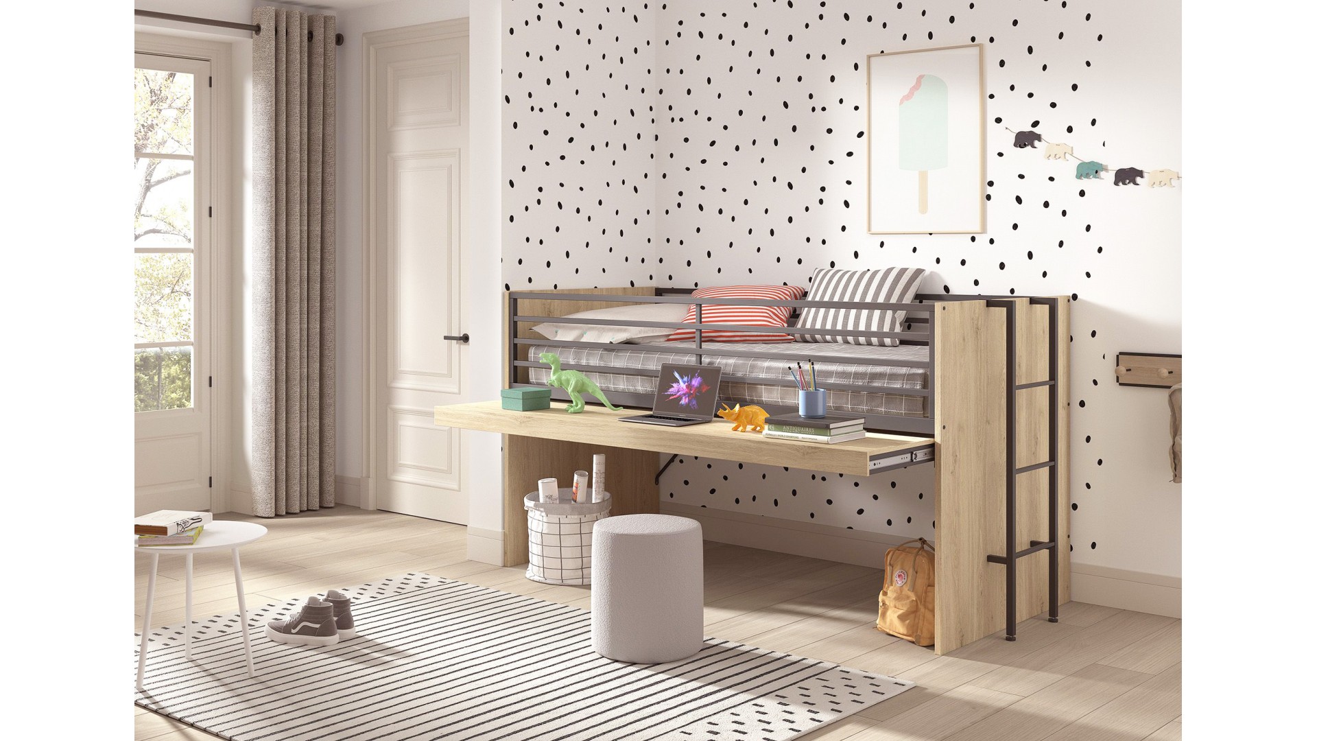 Lit compact LIVIO avec bureau - SONUIT